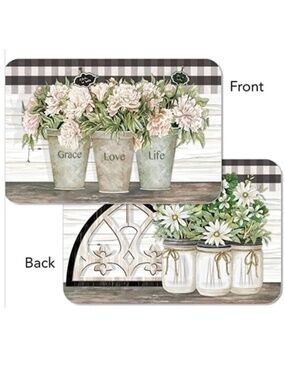 CounterArt Vintage Farmhouse Placemats Reversible Rectangular Placemat S…